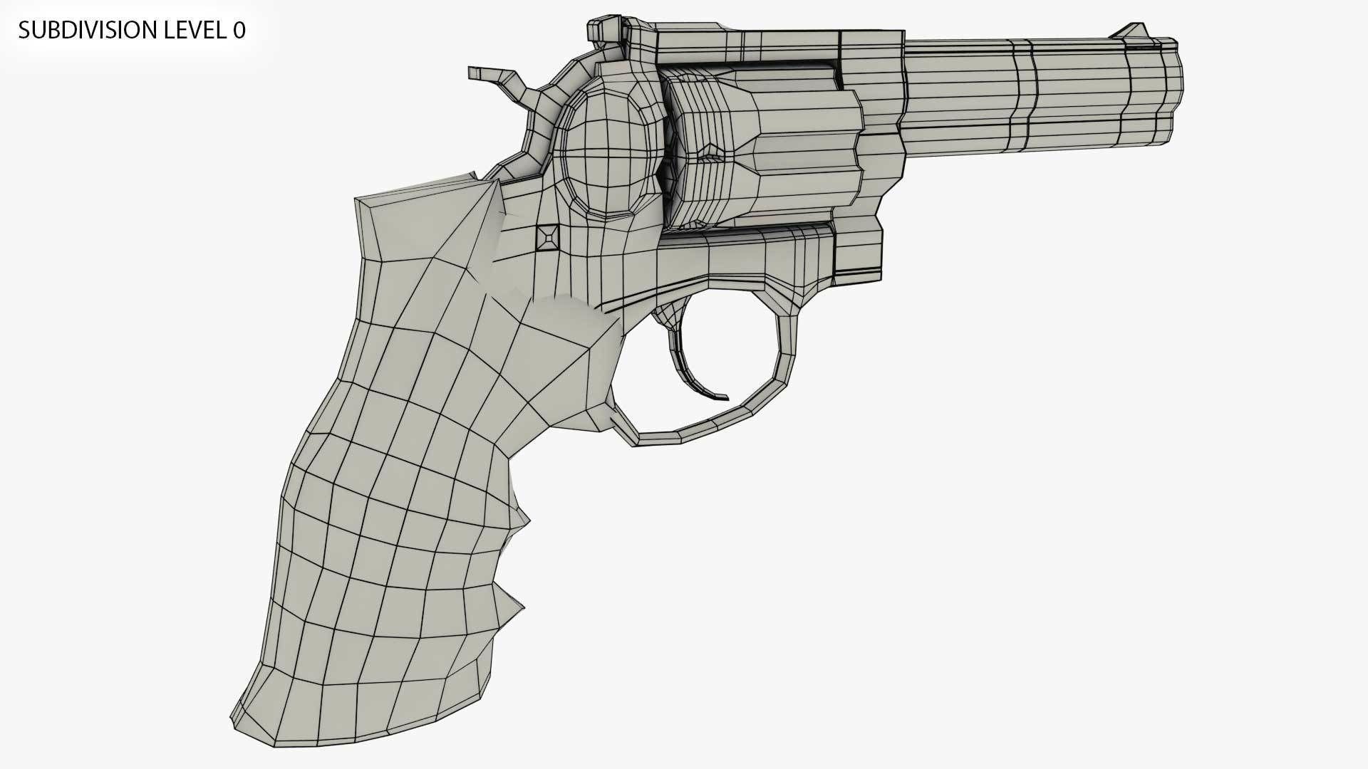 Revolver Handgun Low-poly 3D model_6