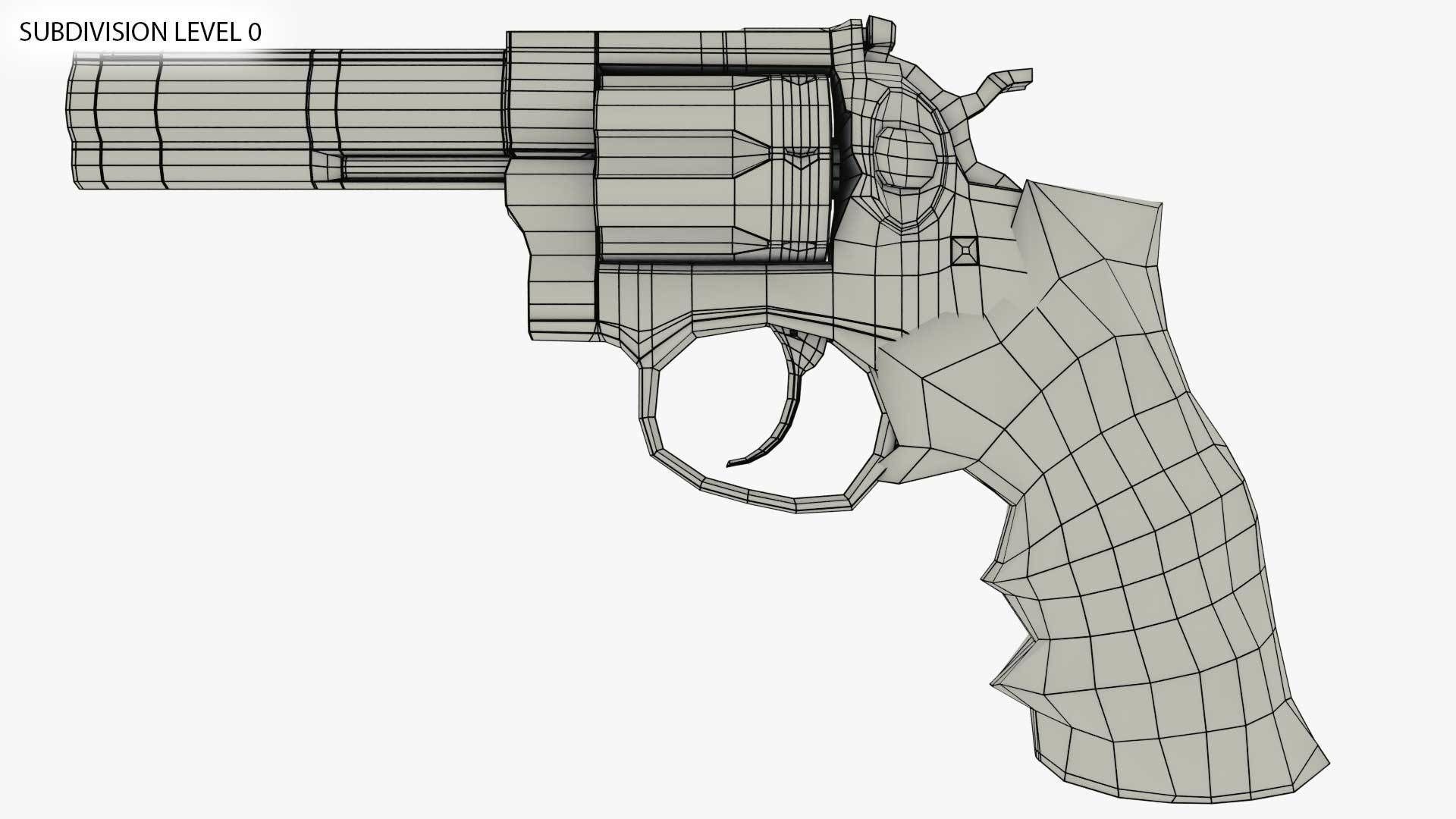 Revolver Handgun Low-poly 3D model_5