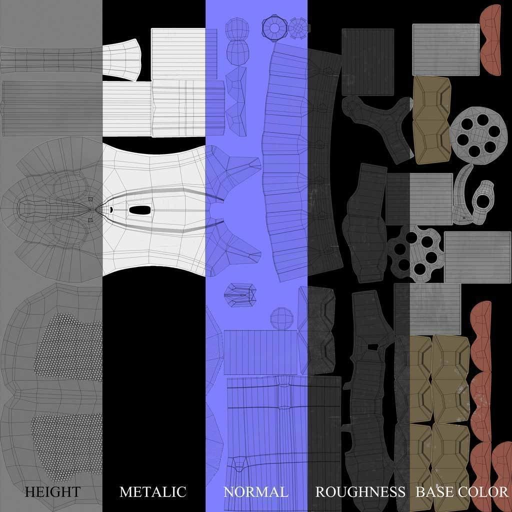 Revolver Handgun Low-poly 3D model_8