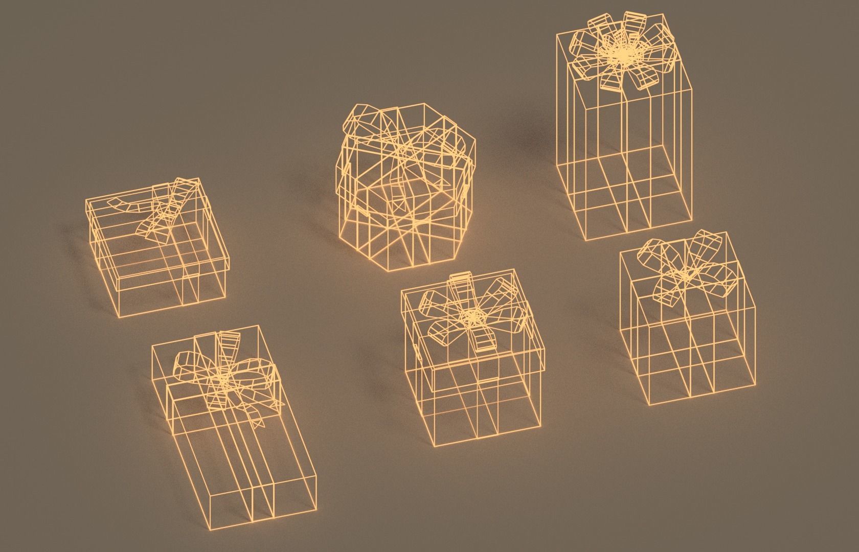 Low poly gifts orange gift box Low-poly 3D model_1