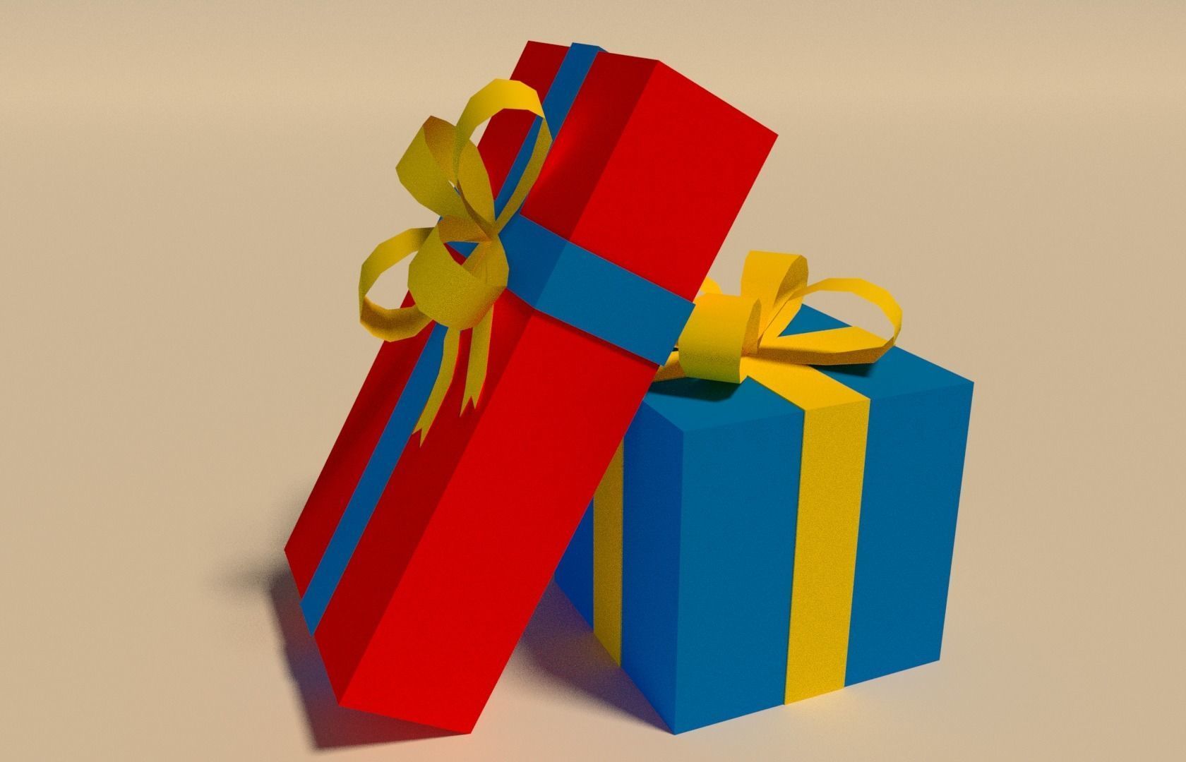 Low poly gifts orange gift box Low-poly 3D model_3