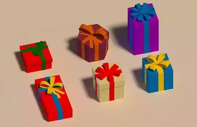 Low poly gifts orange gift box