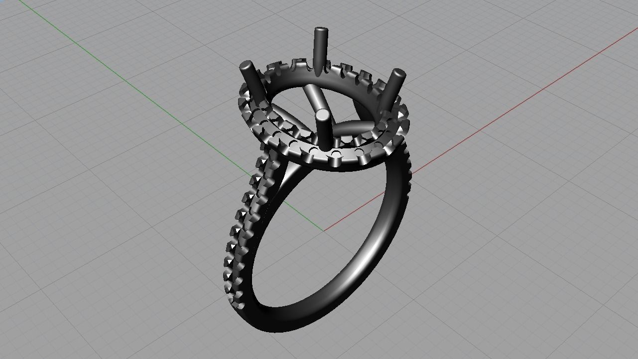 Halo engagement ring 3D print model_5