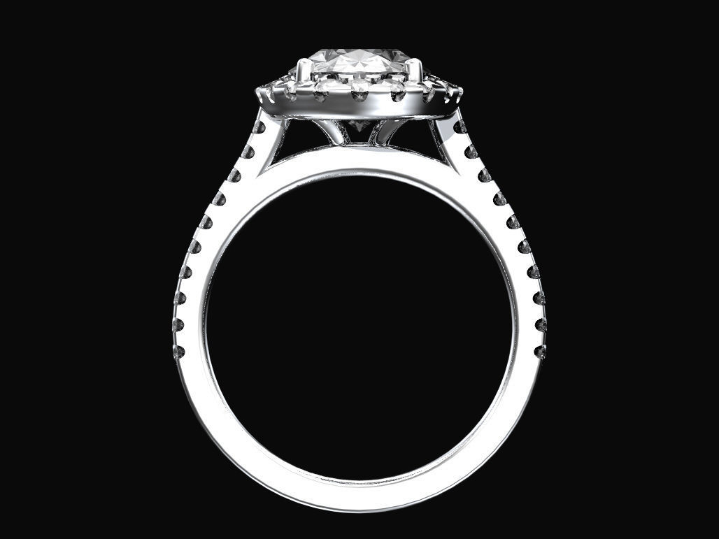 Halo engagement ring 3D print model_3