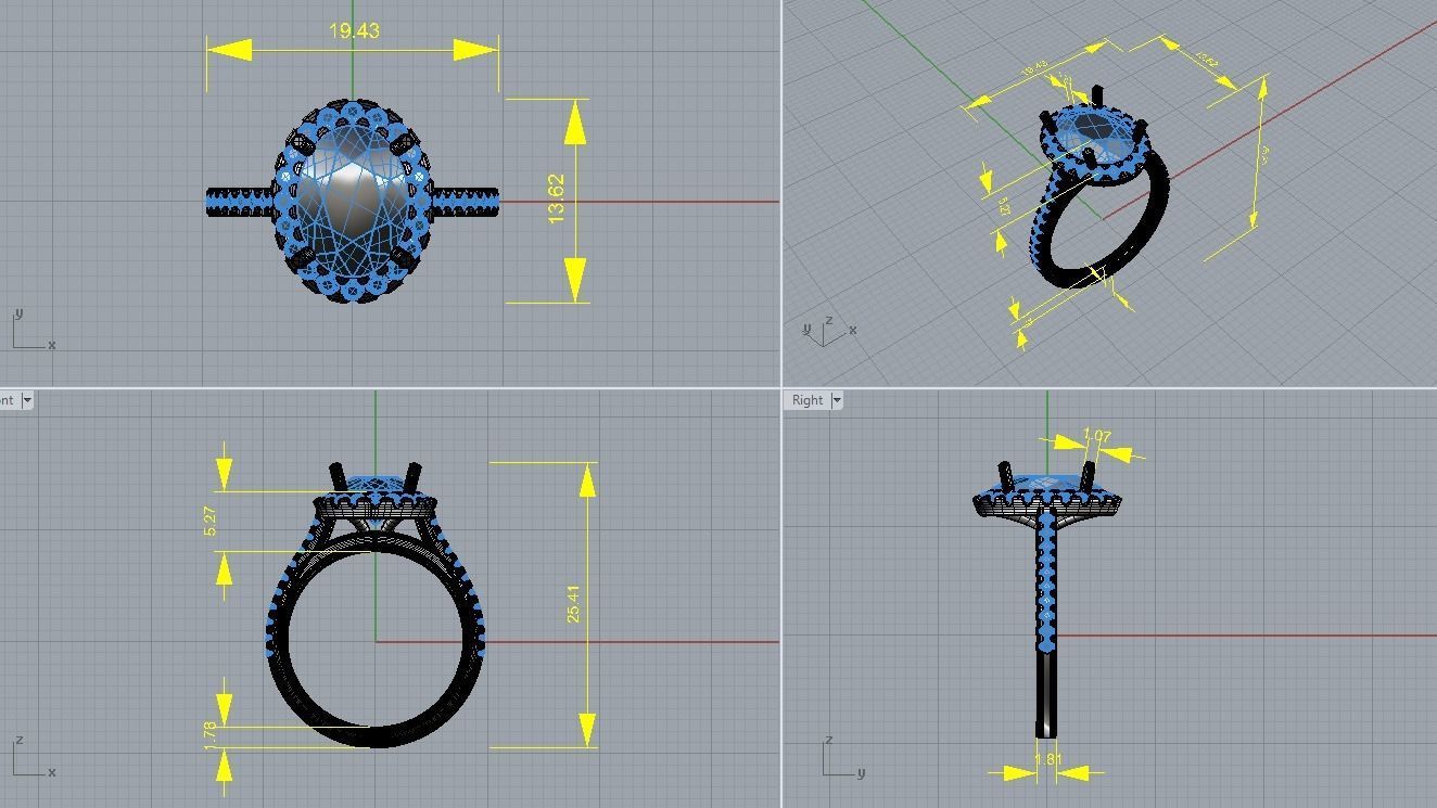 Halo engagement ring 3D print model_6