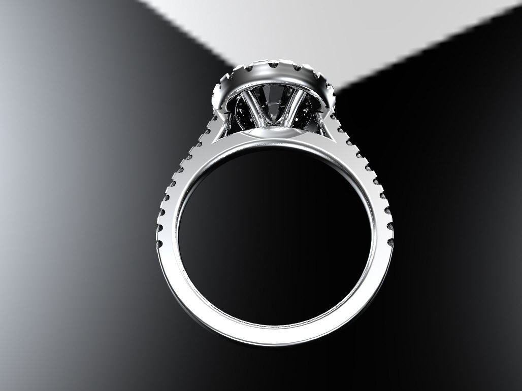 Halo engagement ring 3D print model_2