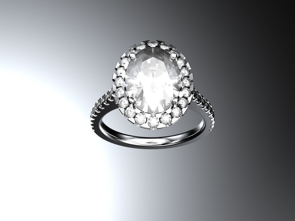 Halo engagement ring 3D print model_1