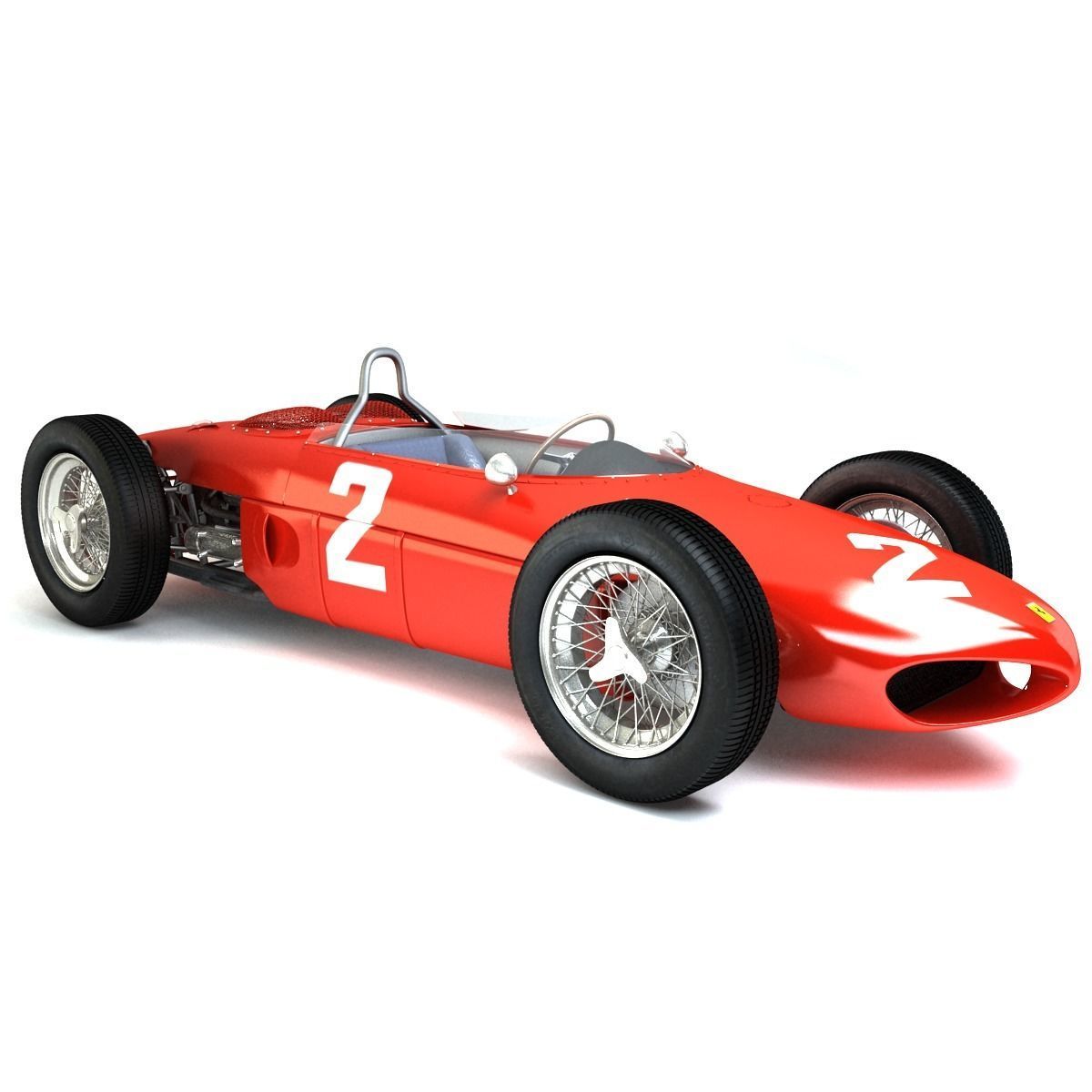 1961 Ferrari 156 Sharknose Low-poly 3D model_7