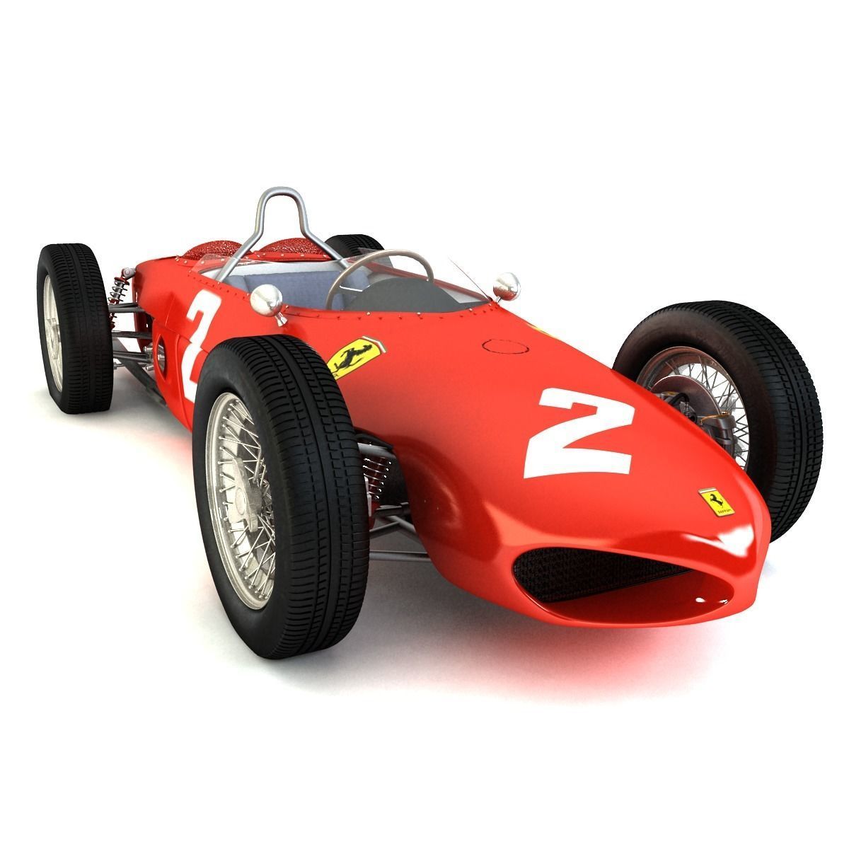 1961 Ferrari 156 Sharknose Low-poly 3D model_5