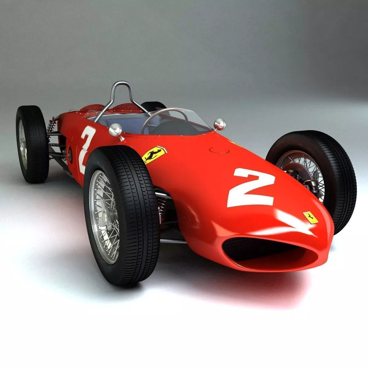 1961 Ferrari 156 Sharknose Low-poly 3D model_0