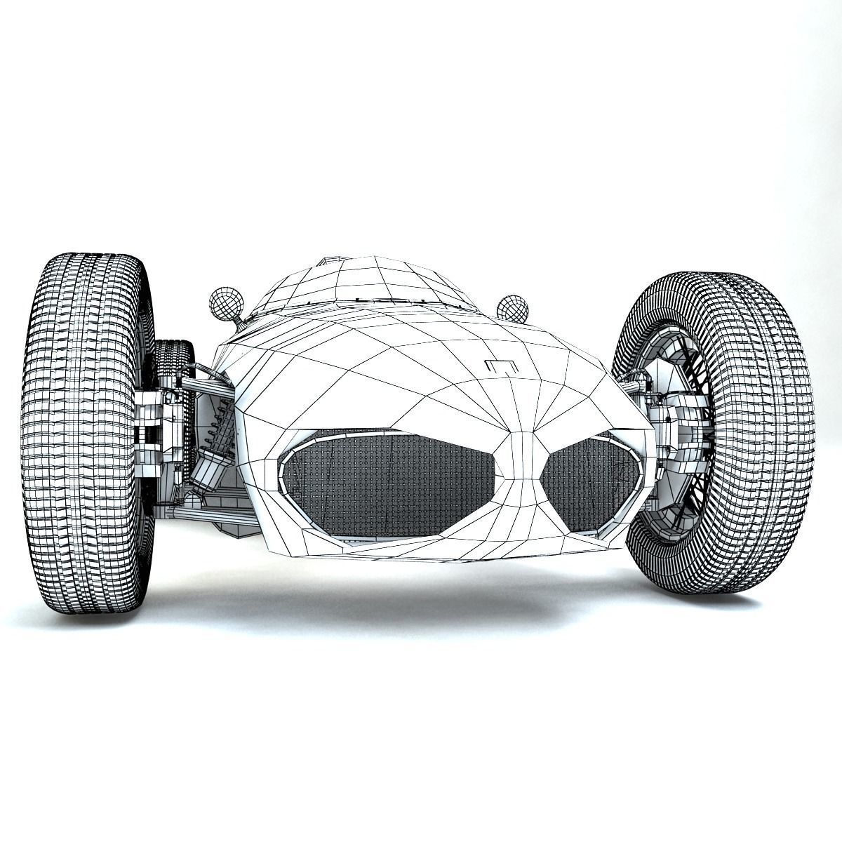 1961 Ferrari 156 Sharknose Low-poly 3D model_10