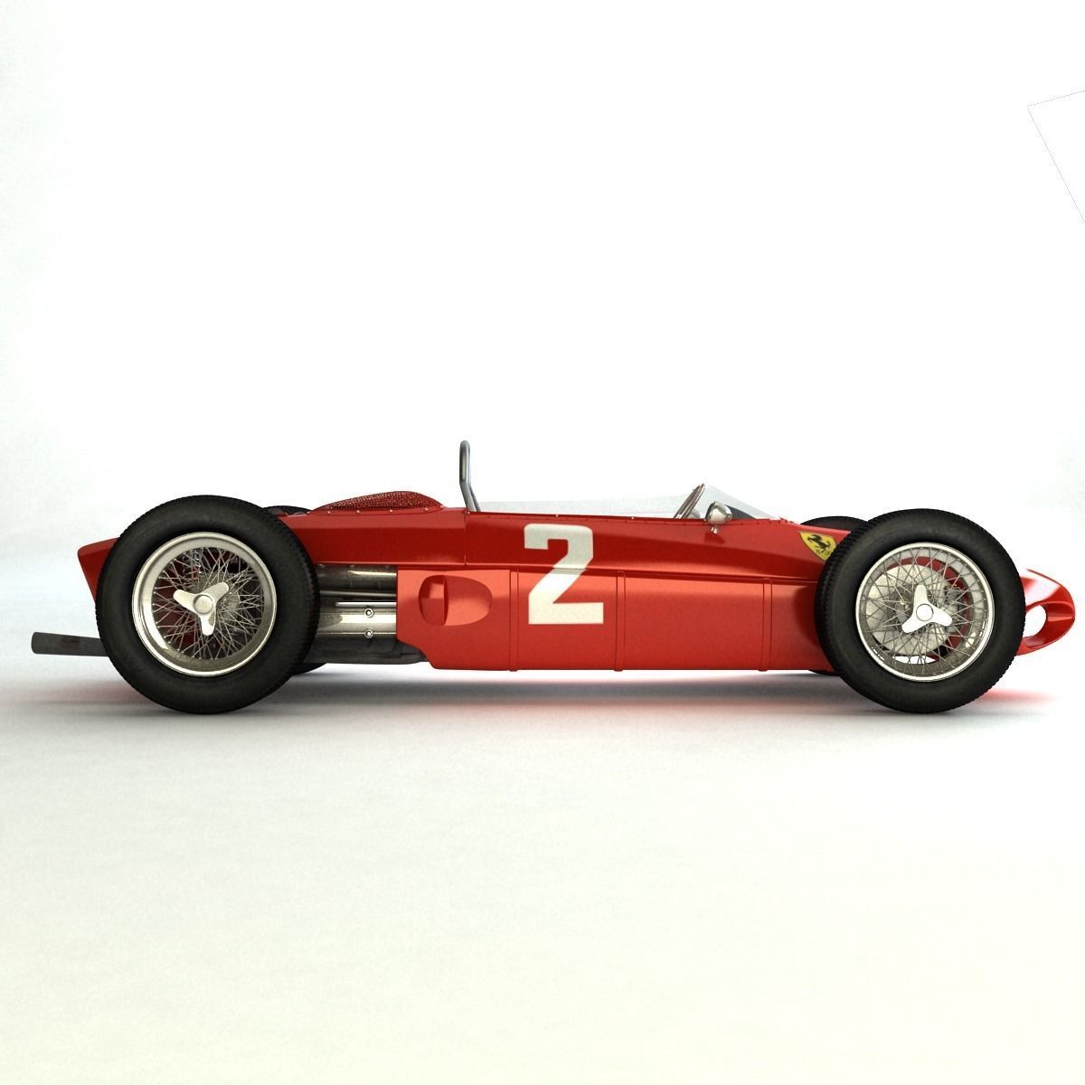 1961 Ferrari 156 Sharknose Low-poly 3D model_2