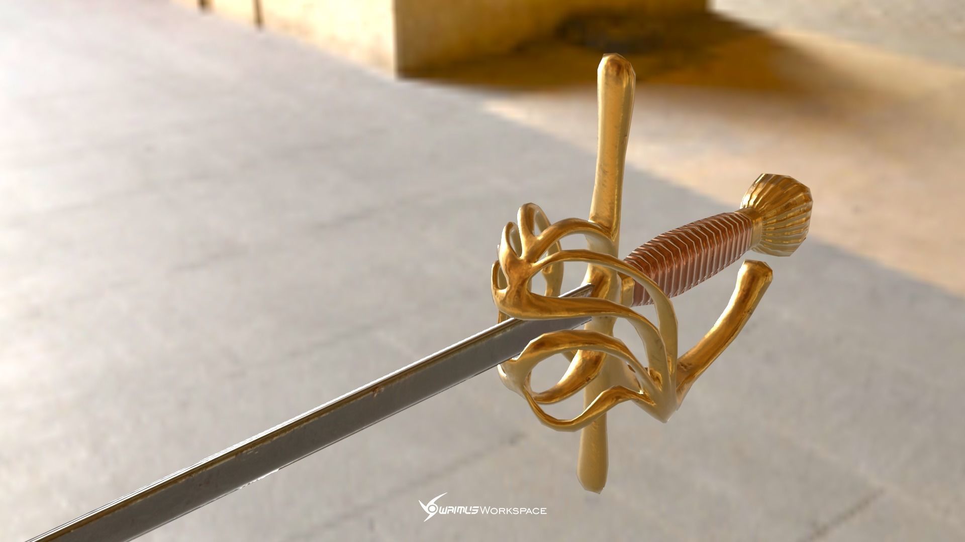 Flintlock Pistol and Rapier Sword Low-poly 3D model_5