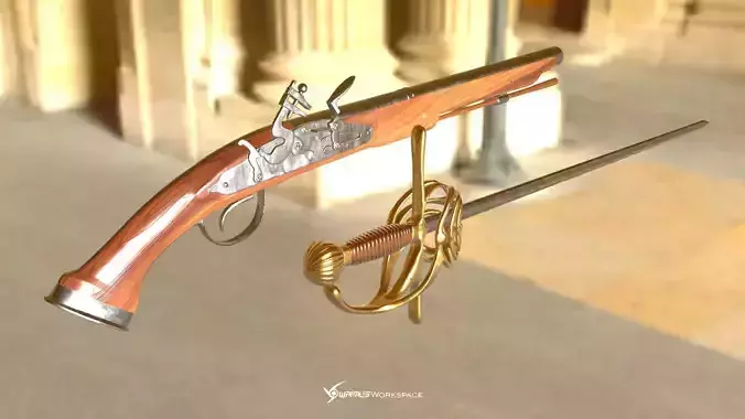 Flintlock Pistol and Rapier Sword