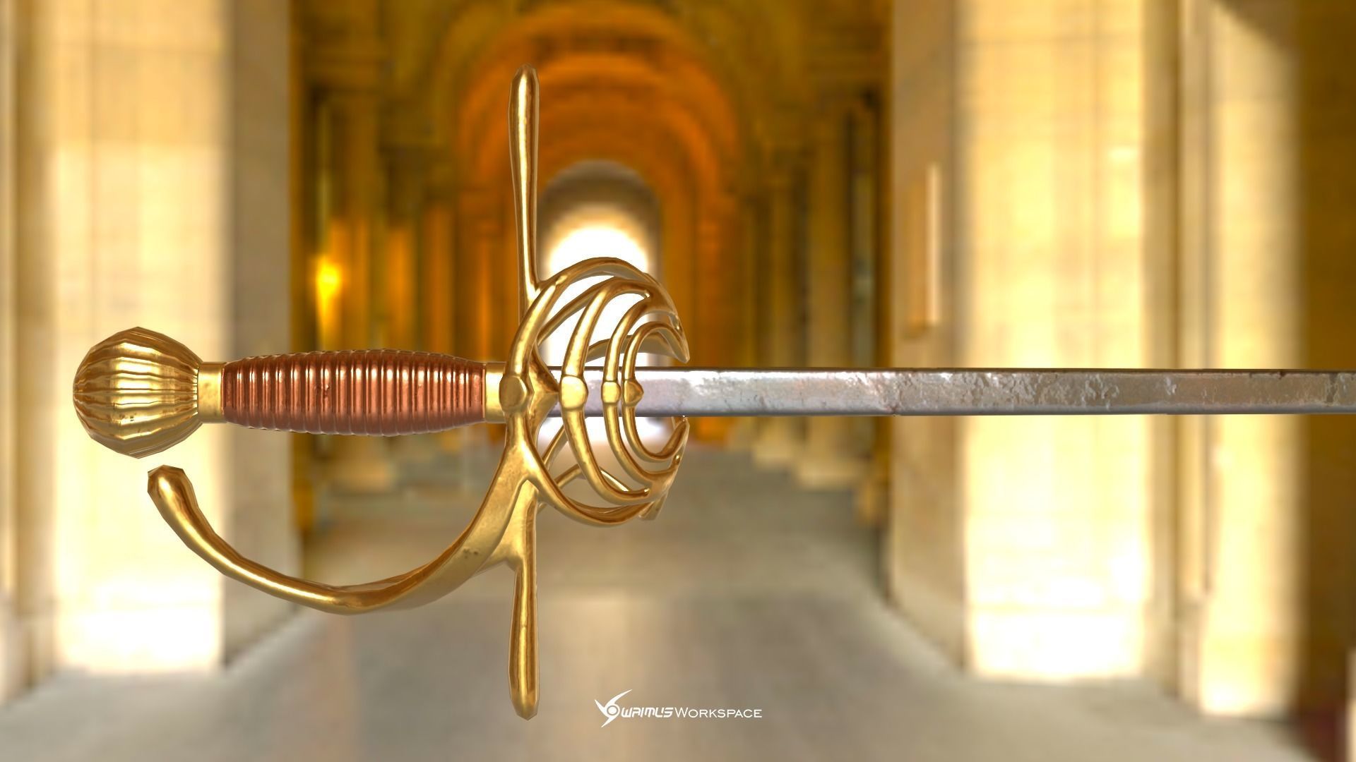 Flintlock Pistol and Rapier Sword Low-poly 3D model_6