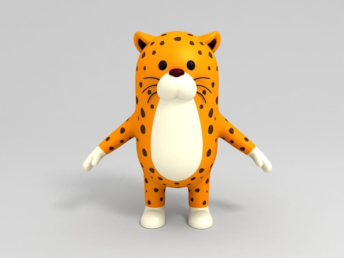 Rigged Leopard Character 3D model_2