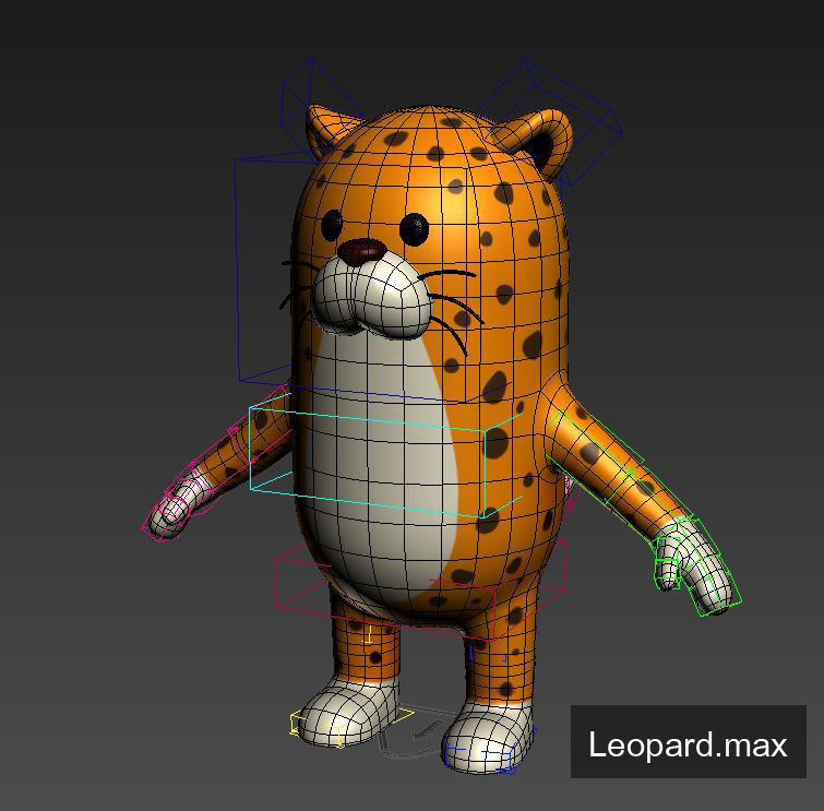 Rigged Leopard Character 3D model_4