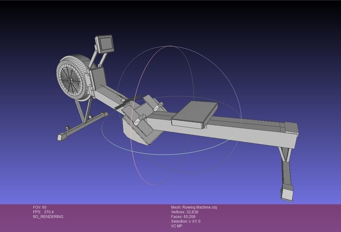 Rowing Machine - Indoor Rower - Gym Equipment Low-poly 3D model_8