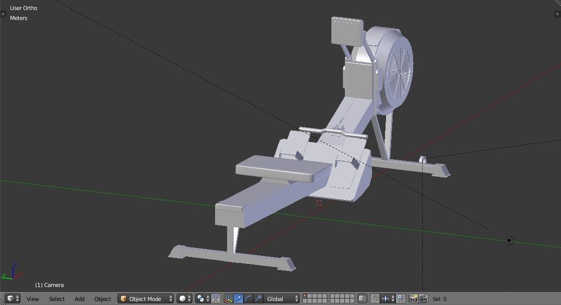 Rowing Machine - Indoor Rower - Gym Equipment Low-poly 3D model_27