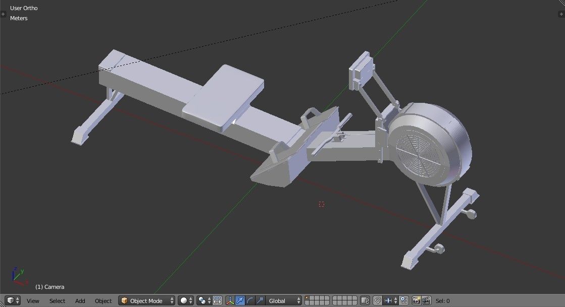 Rowing Machine - Indoor Rower - Gym Equipment Low-poly 3D model_24