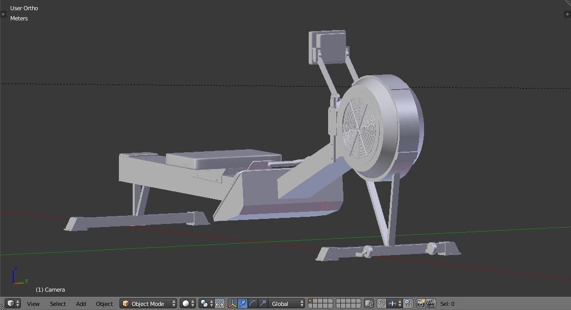 Rowing Machine - Indoor Rower - Gym Equipment Low-poly 3D model_14