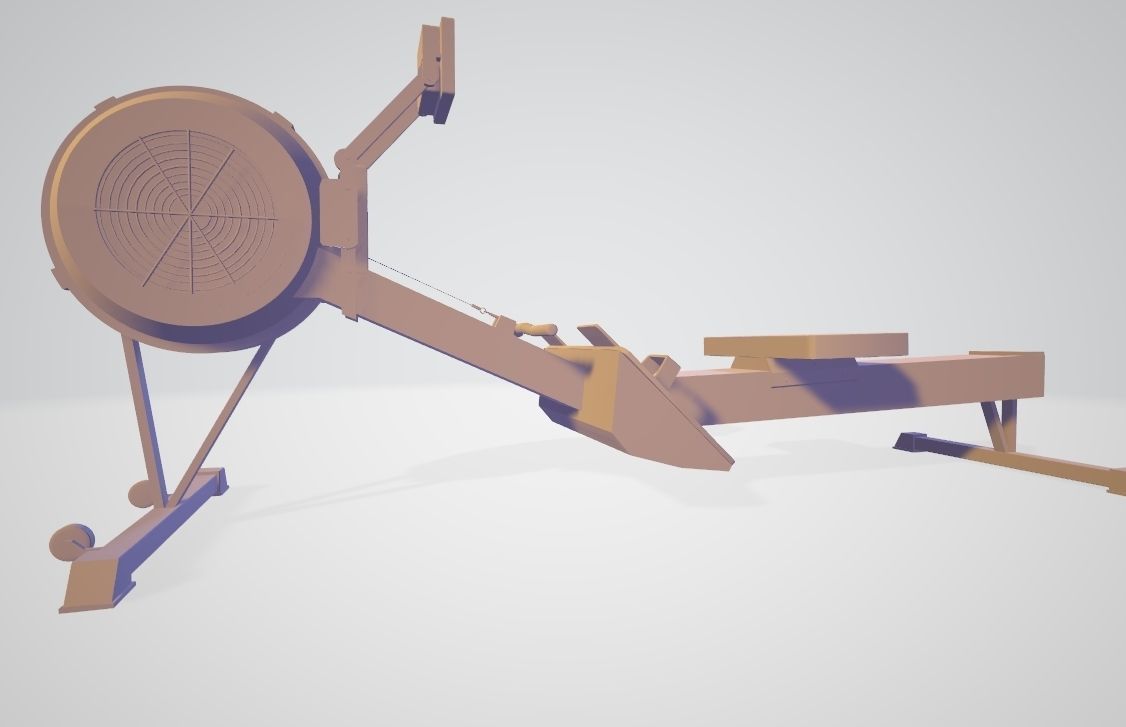 Rowing Machine - Indoor Rower - Gym Equipment Low-poly 3D model_7