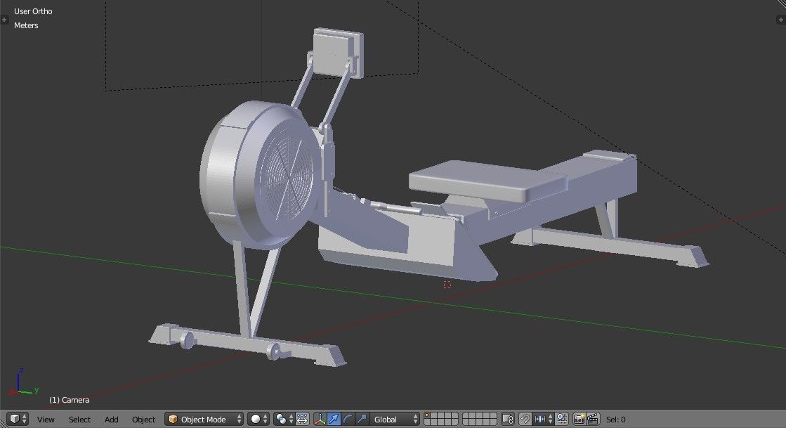 Rowing Machine - Indoor Rower - Gym Equipment Low-poly 3D model_12