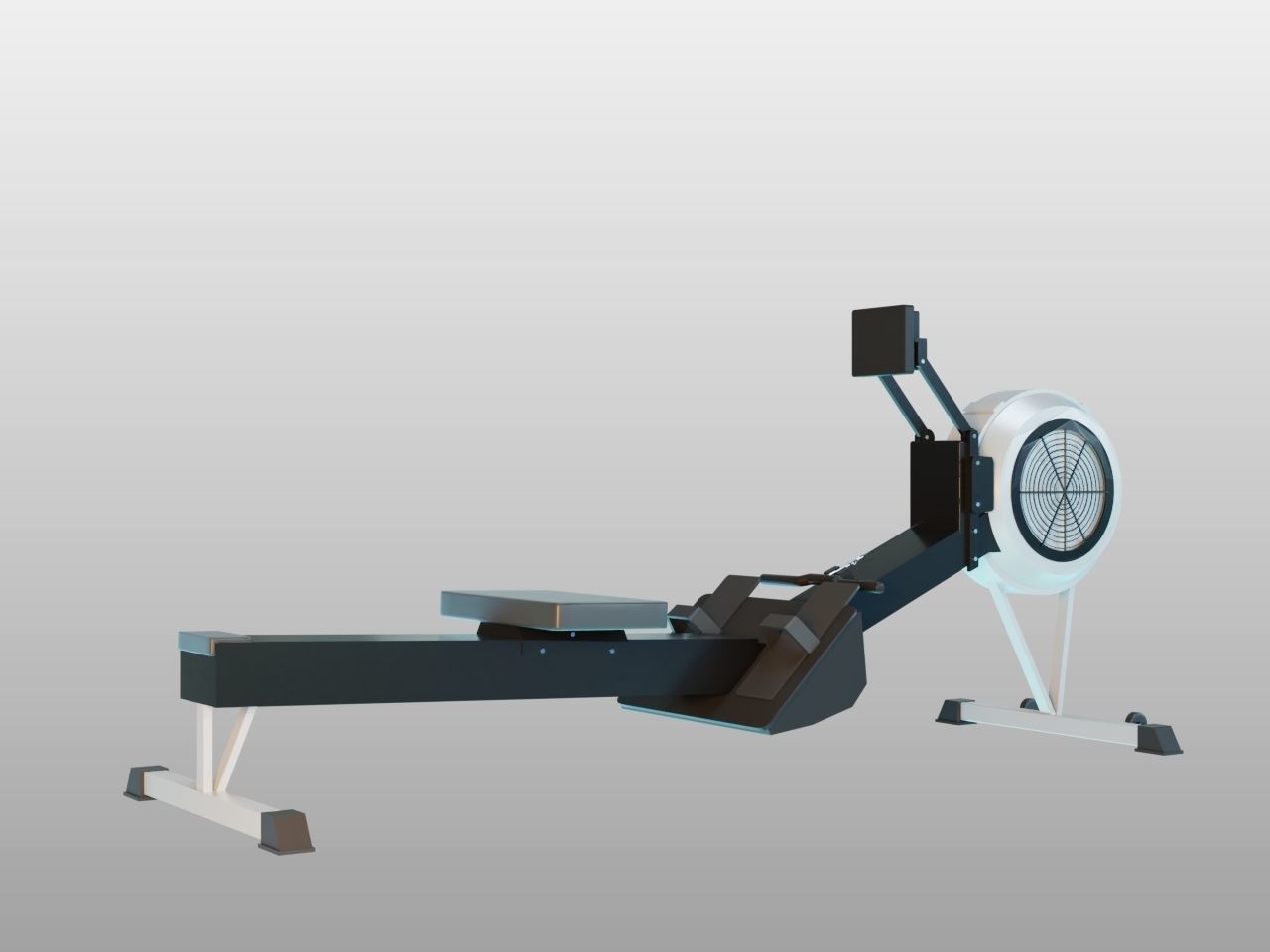Rowing Machine - Indoor Rower - Gym Equipment Low-poly 3D model_1