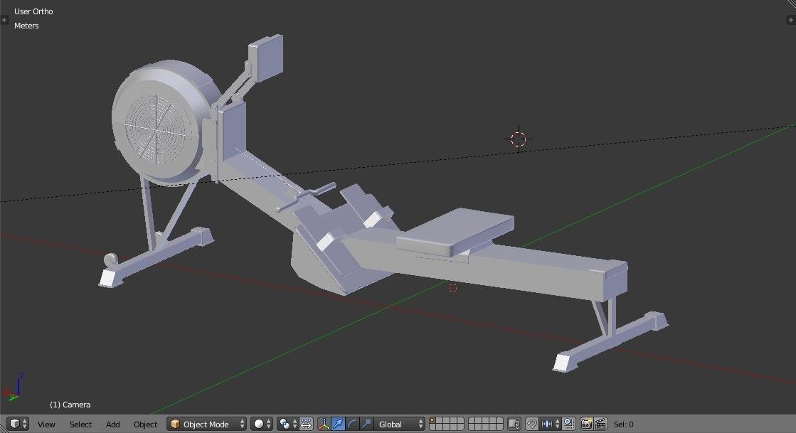 Rowing Machine - Indoor Rower - Gym Equipment Low-poly 3D model_13