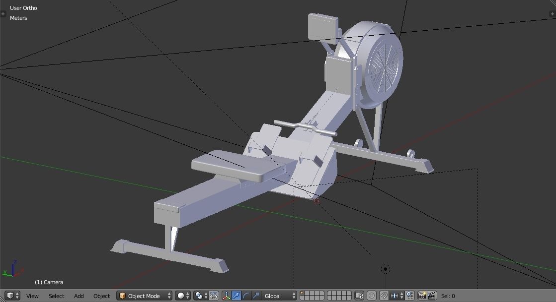 Rowing Machine - Indoor Rower - Gym Equipment Low-poly 3D model_17