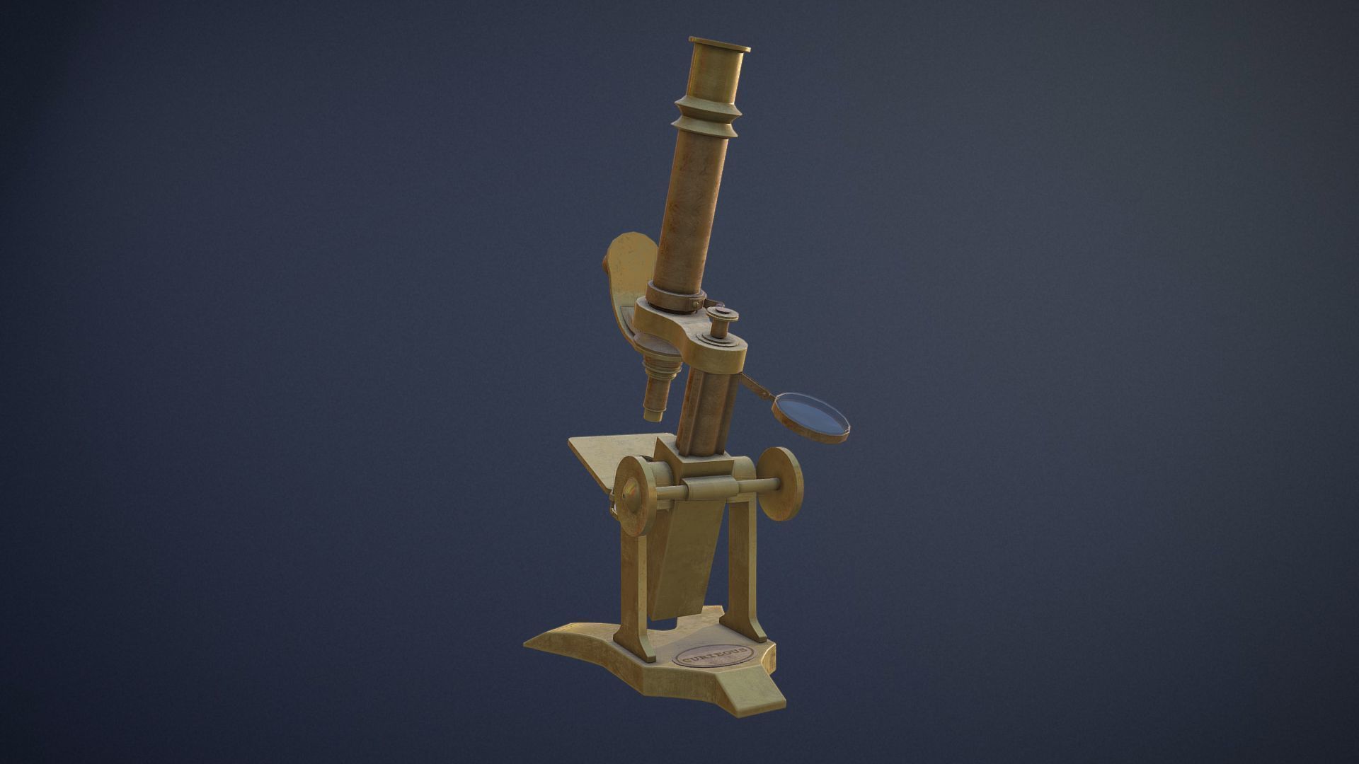 Old Microscope game-ready asset Free low-poly 3D model_3