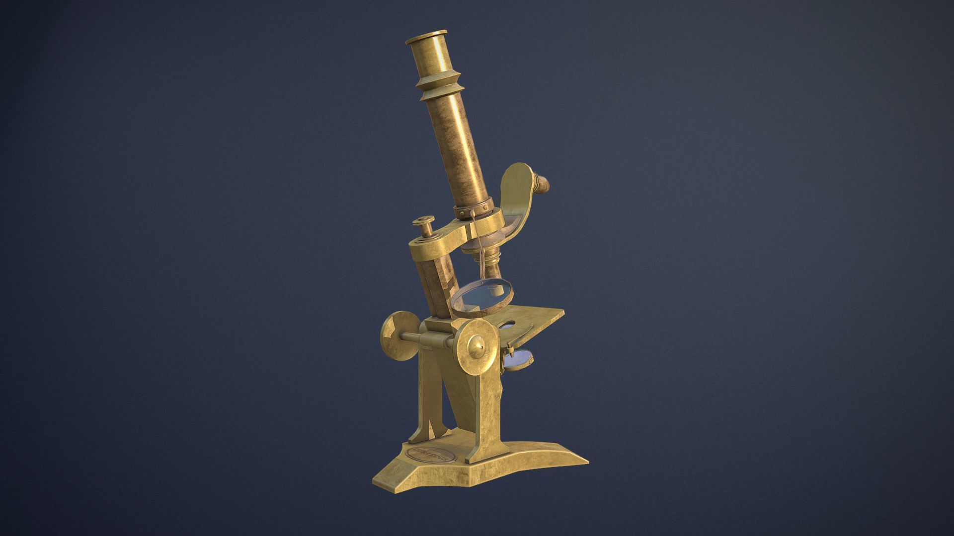 Old Microscope game-ready asset Free low-poly 3D model_4
