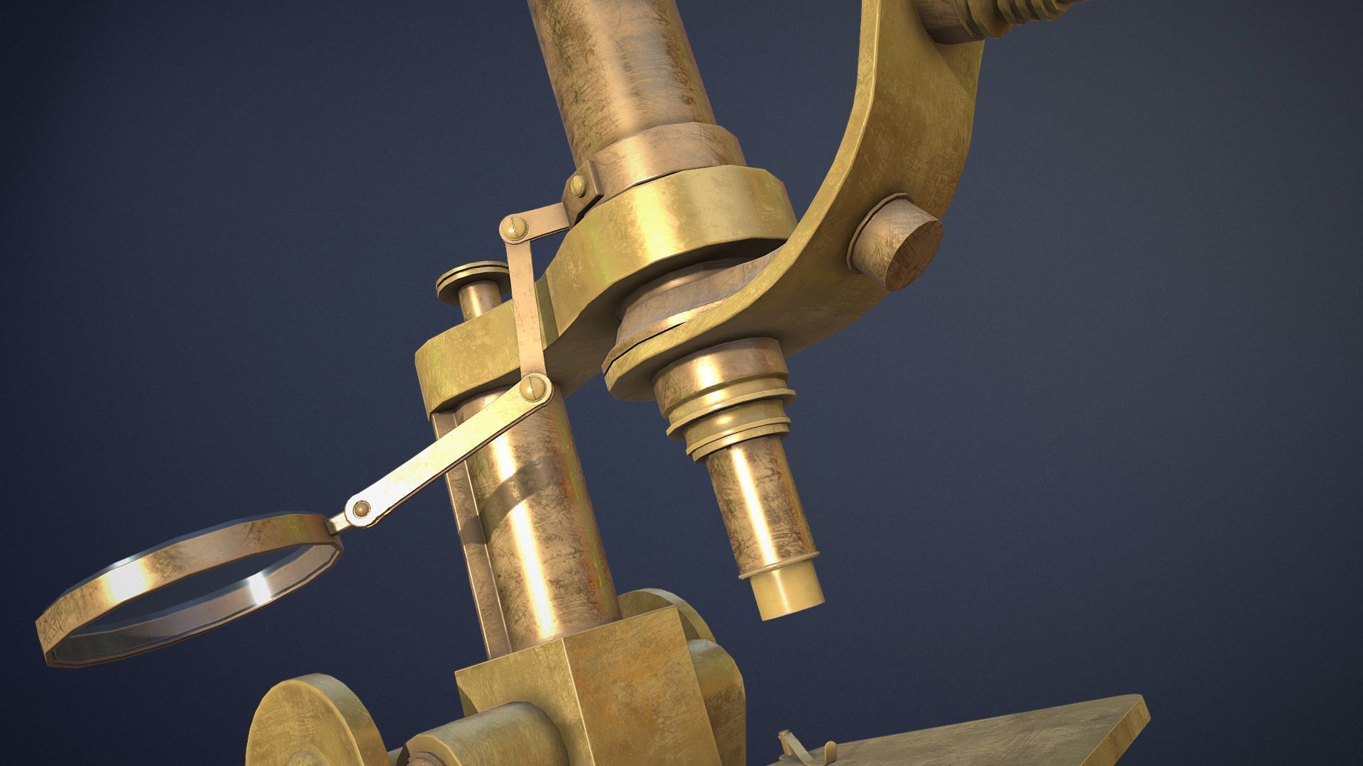 Old Microscope game-ready asset Free low-poly 3D model_1
