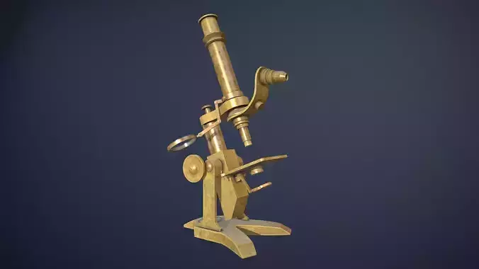 Old Microscope game-ready asset Free low-poly 3D model