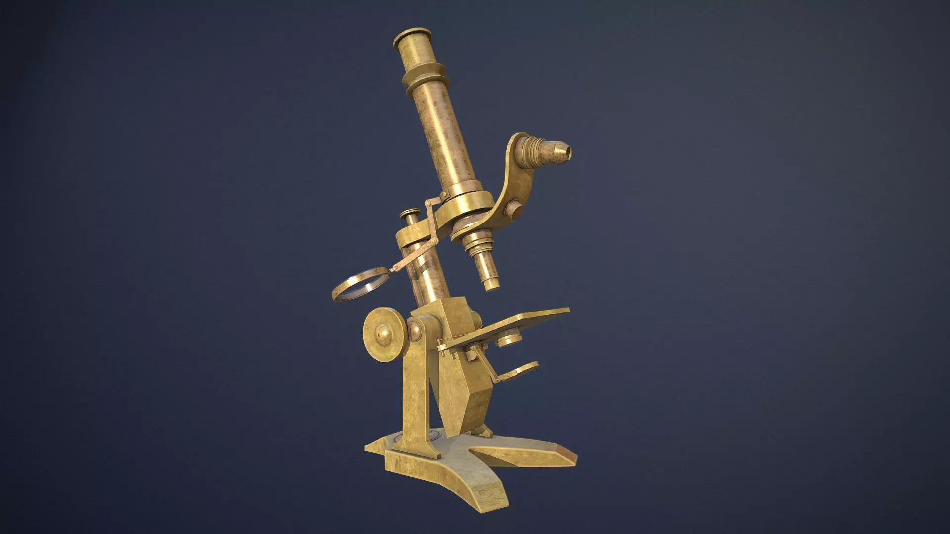 Old Microscope game-ready asset Free low-poly 3D model_0