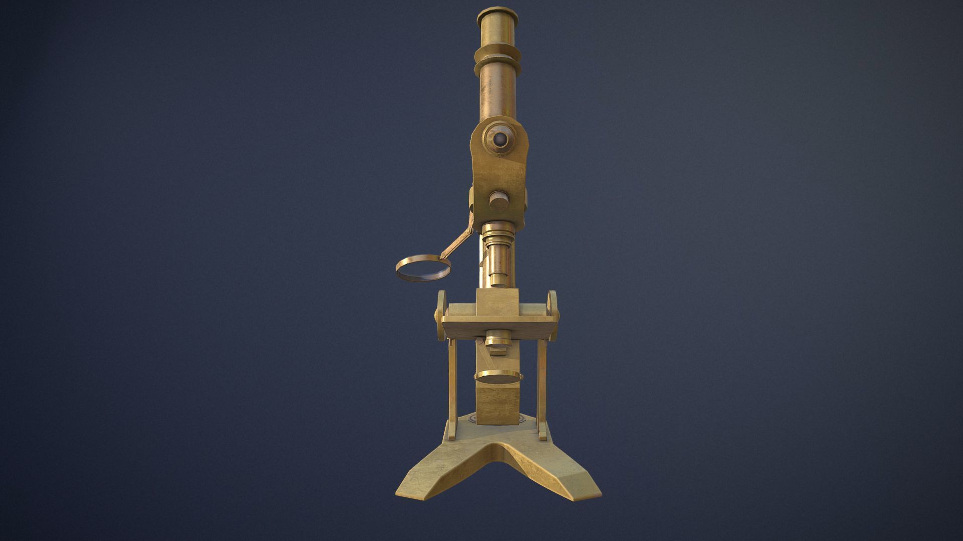 Old Microscope game-ready asset Free low-poly 3D model_8