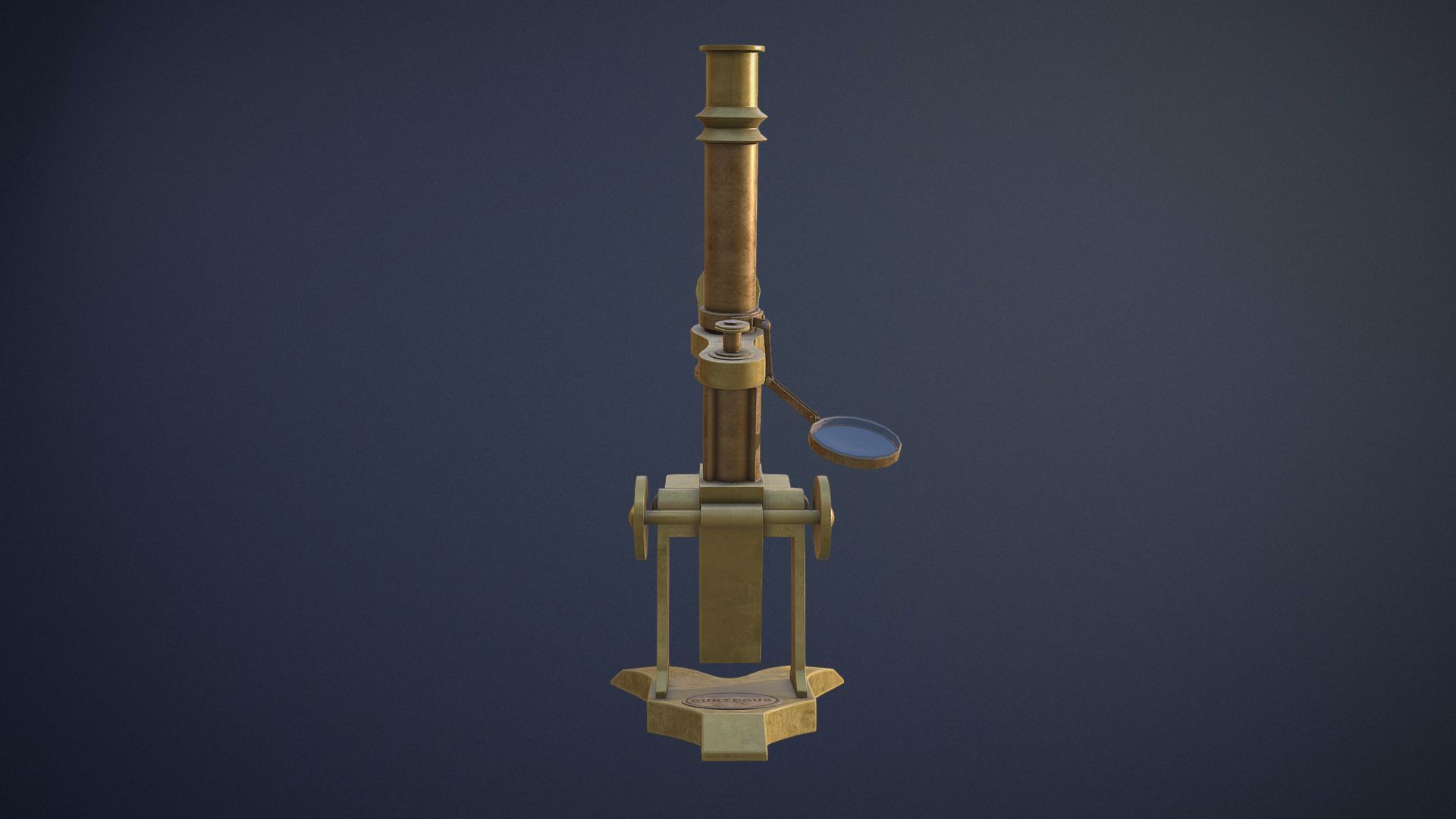 Old Microscope game-ready asset Free low-poly 3D model_9