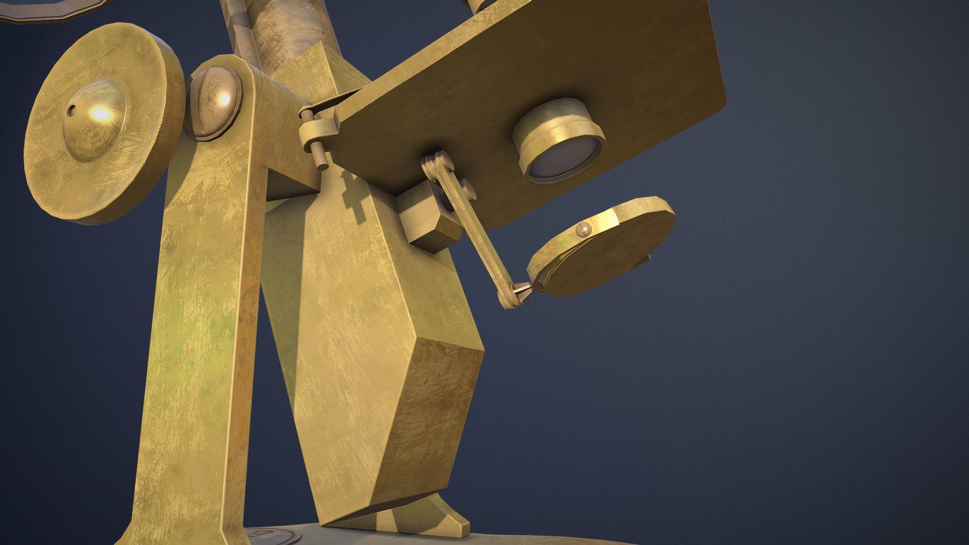 Old Microscope game-ready asset Free low-poly 3D model_2