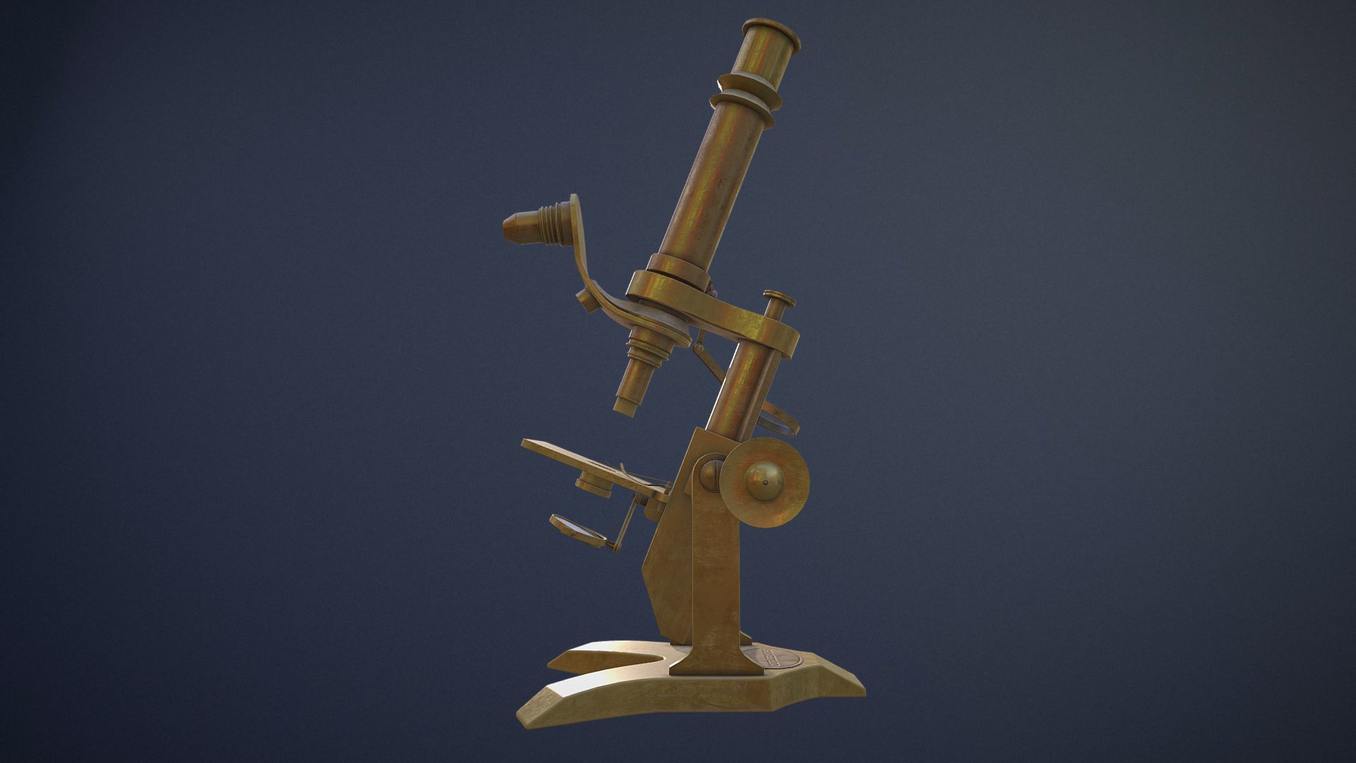 Old Microscope game-ready asset Free low-poly 3D model_7