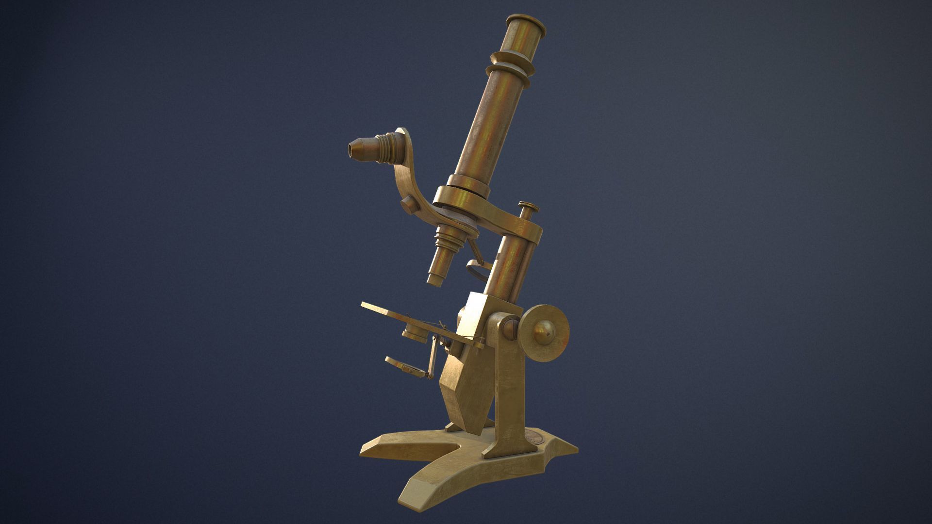 Old Microscope game-ready asset Free low-poly 3D model_5