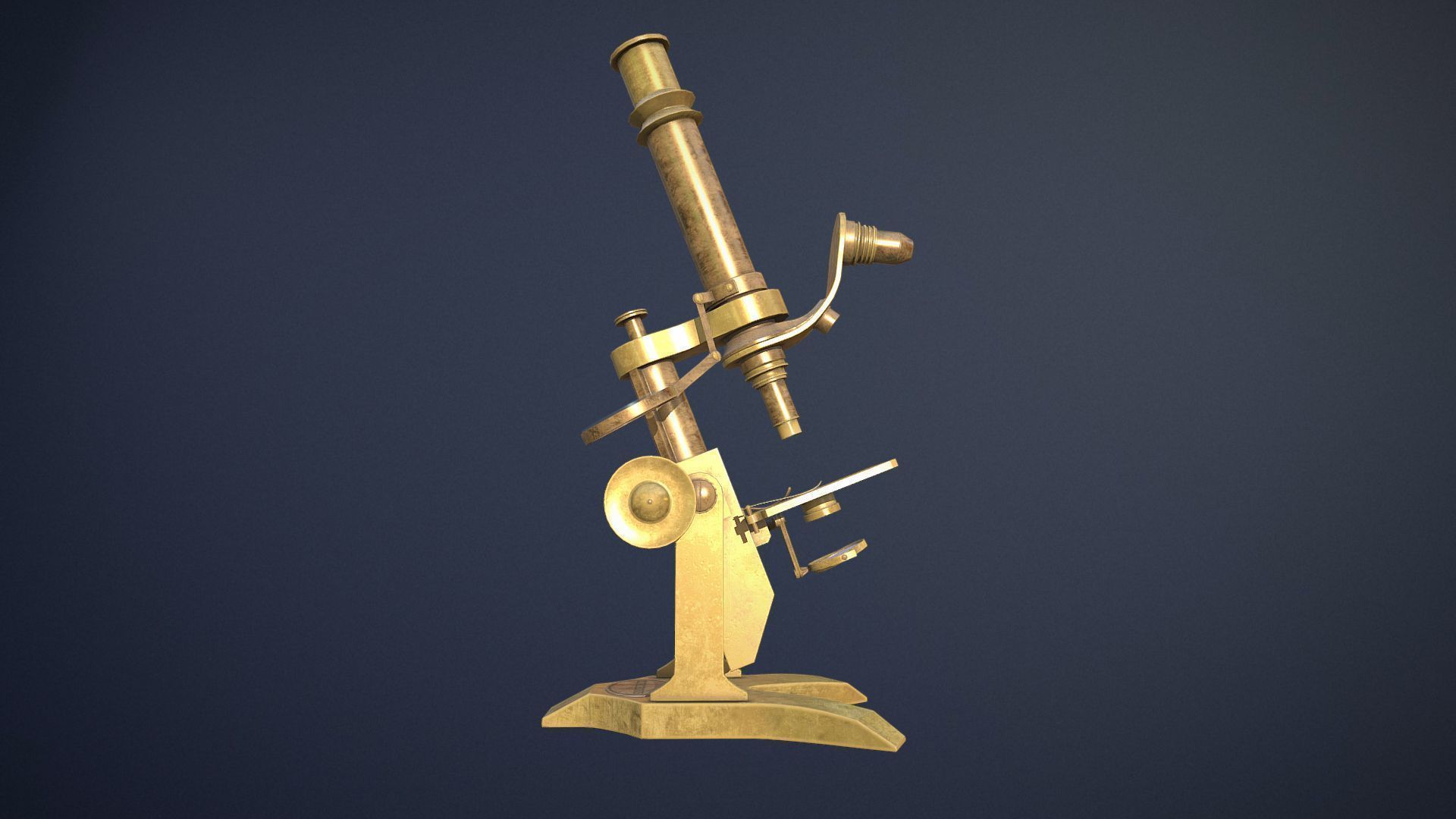 Old Microscope game-ready asset Free low-poly 3D model_6