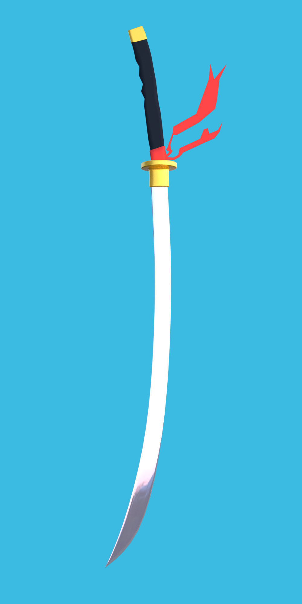 Sword samurai Low-poly 3D model_1