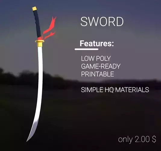 Sword samurai Low-poly 3D model