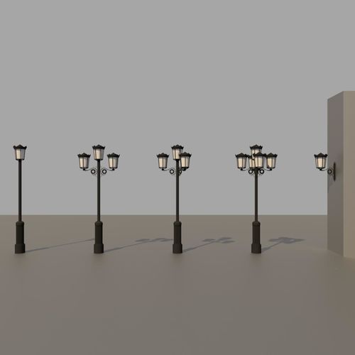 5x classical street lights 3D model