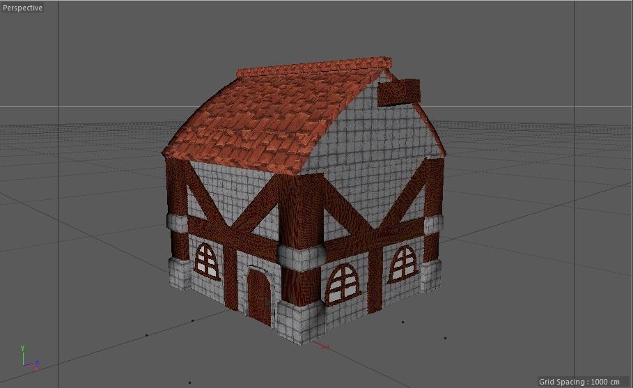 Low Poly Medieval House Low-poly 3D model_1