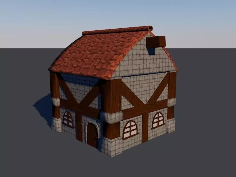 Low Poly Medieval House Low-poly 3D model_0