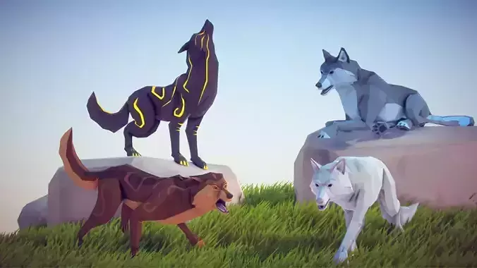 Poly Art Wolf Low-poly 3D model