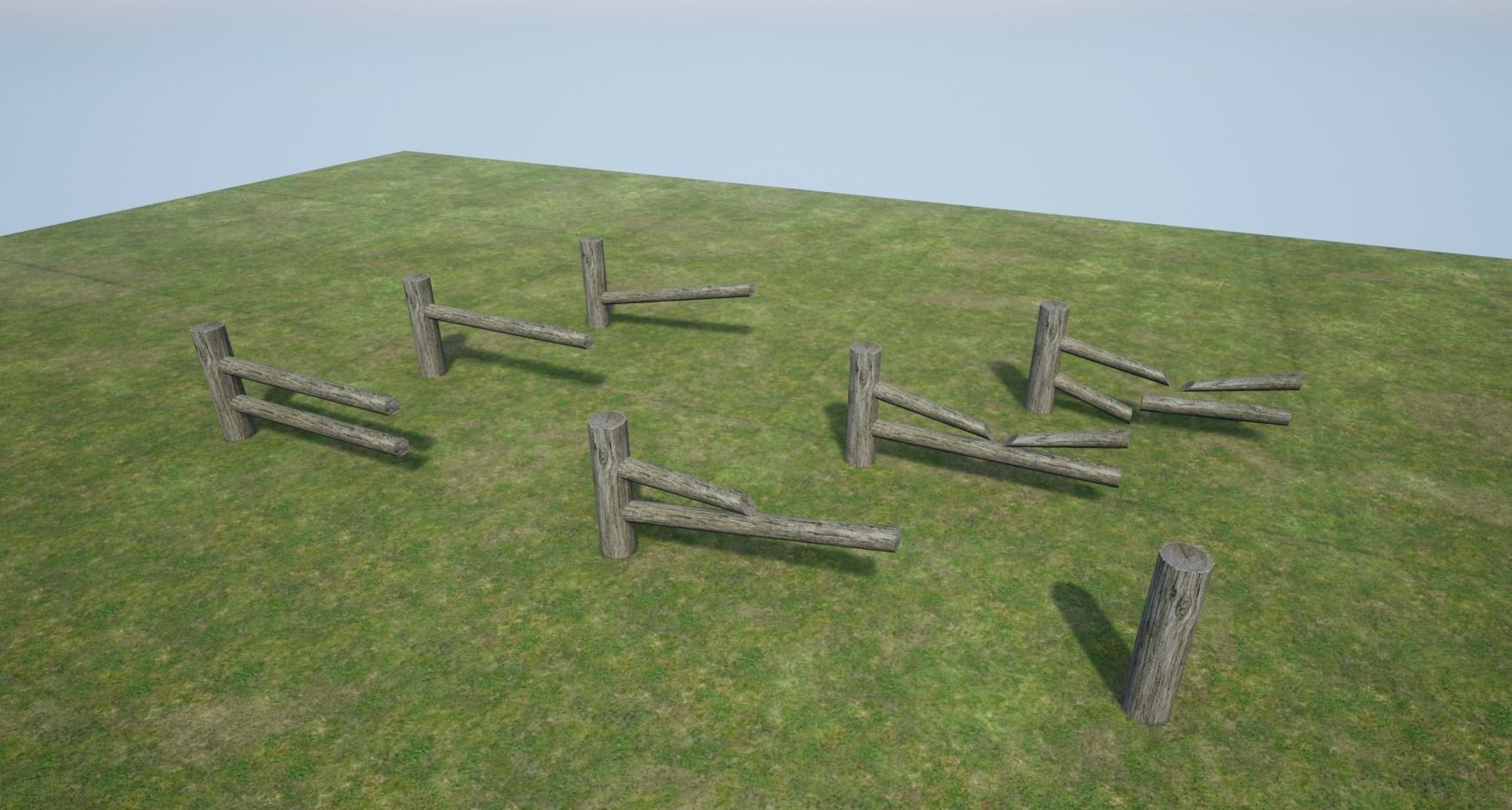 Modular Log Fence Low-poly 3D model_5