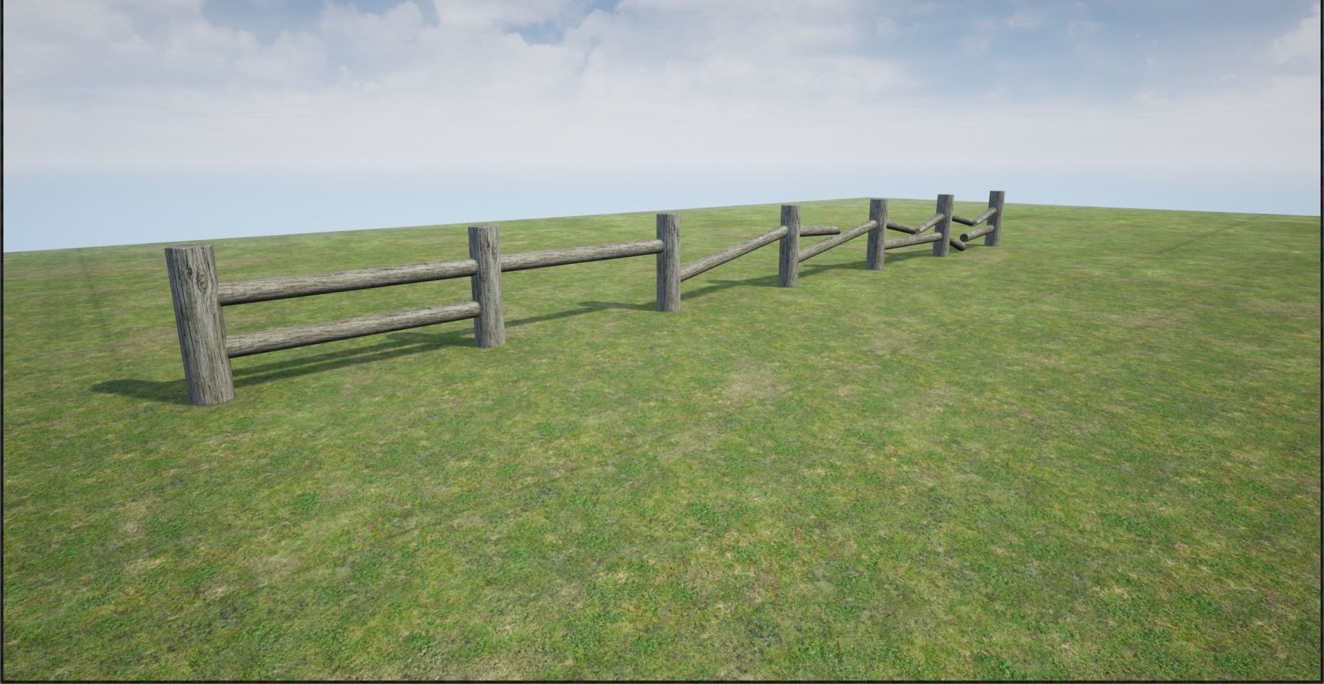 Modular Log Fence Low-poly 3D model_3