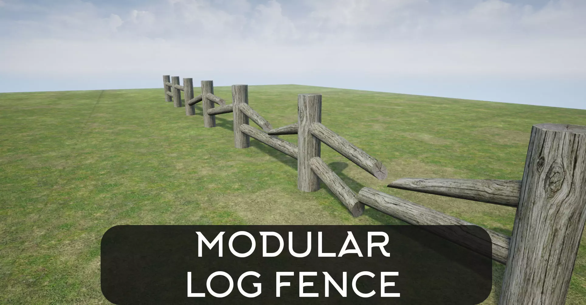 Modular Log Fence Low-poly 3D model_0